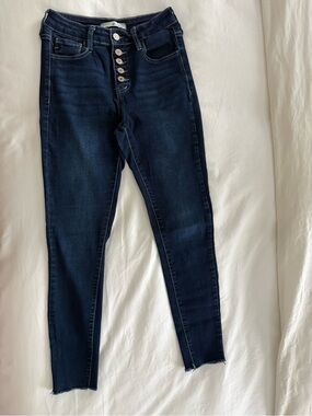 KanCan Dark Blue High-Rise Button-Fly Skinny Jeans